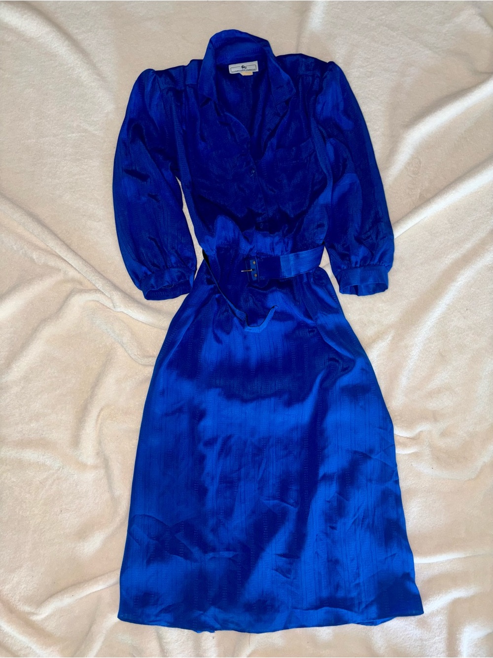 jonathan martin Cobalt Blue Long Sleeve Shirt Dress with Belt